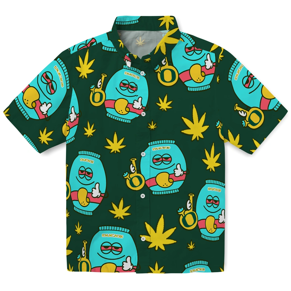Oregon Ducks Hawaiian Shirt - Chill Vibe oregon ducks bong smile green hawaiian shirts best selling