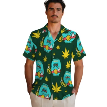 oregon ducks bong smile green hawaiian shirts fashion forward