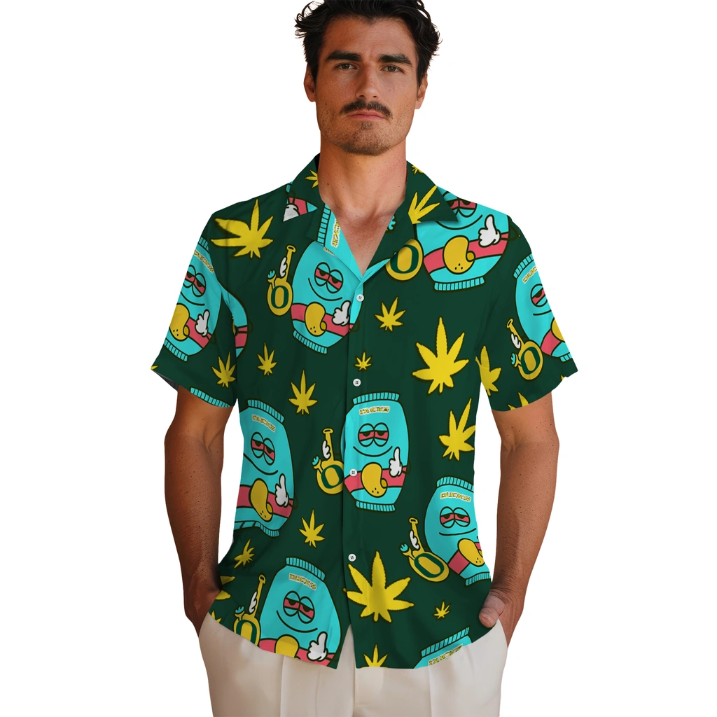 Oregon Ducks Hawaiian Shirt - Chill Vibe oregon ducks bong smile green hawaiian shirts fashion forward