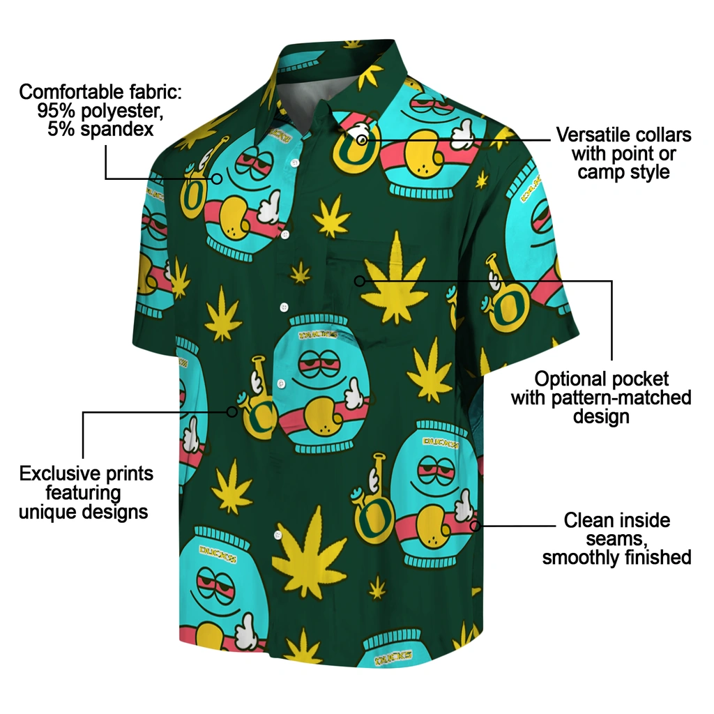 Oregon Ducks Hawaiian Shirt - Chill Vibe oregon ducks bong smile green hawaiian shirts new arrival