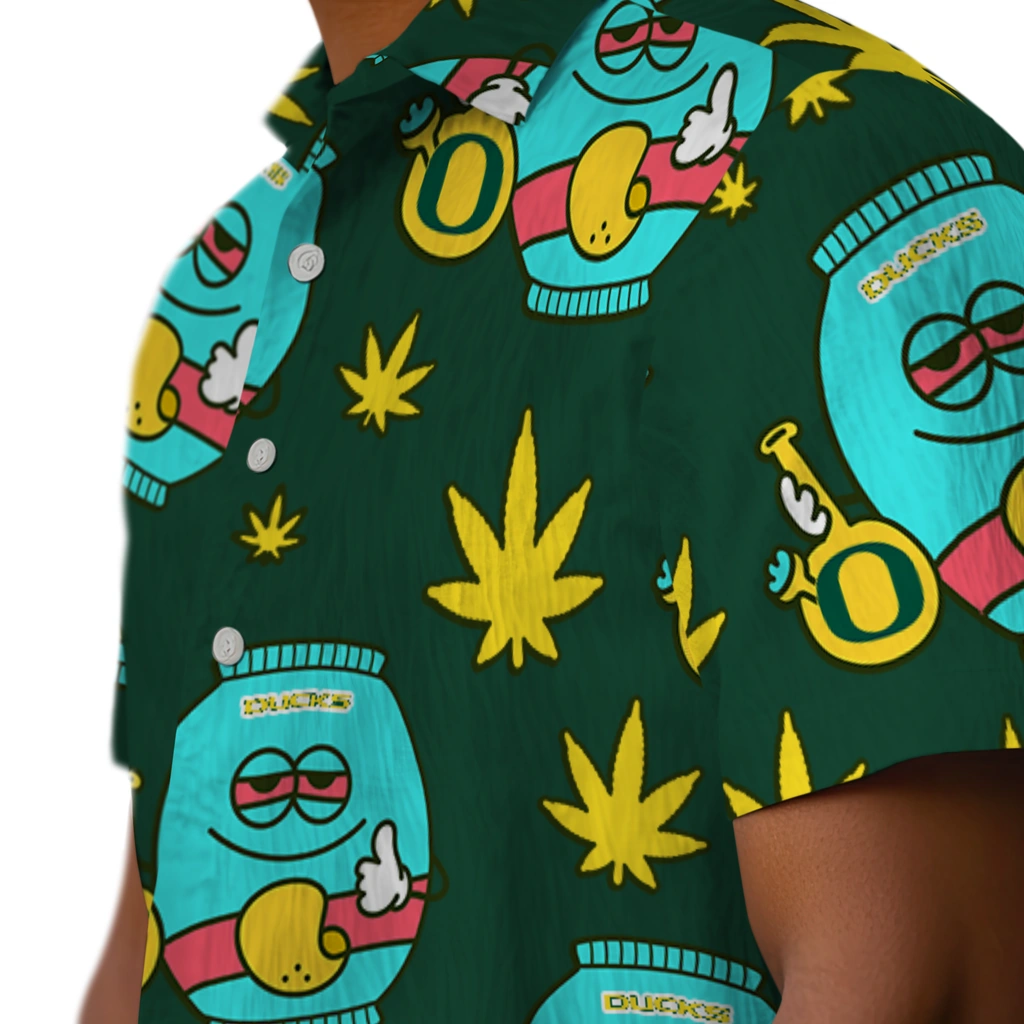 Oregon Ducks Hawaiian Shirt - Chill Vibe oregon ducks bong smile green hawaiian shirts trendy