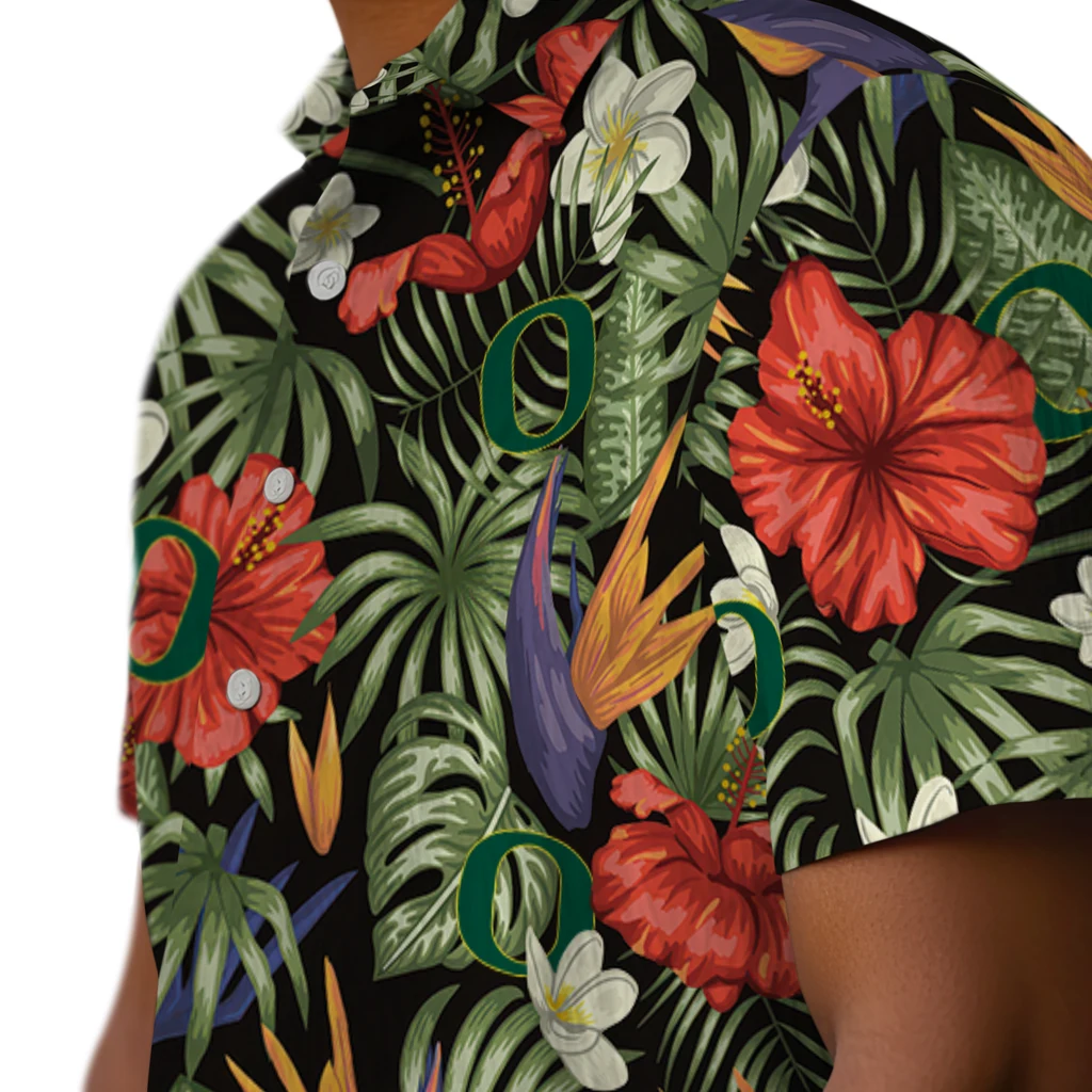 Oregon Ducks Hawaiian Shirt - Hawaii Floral Hibiscus oregon ducks hibiscus bird hawaiian shirts trendy