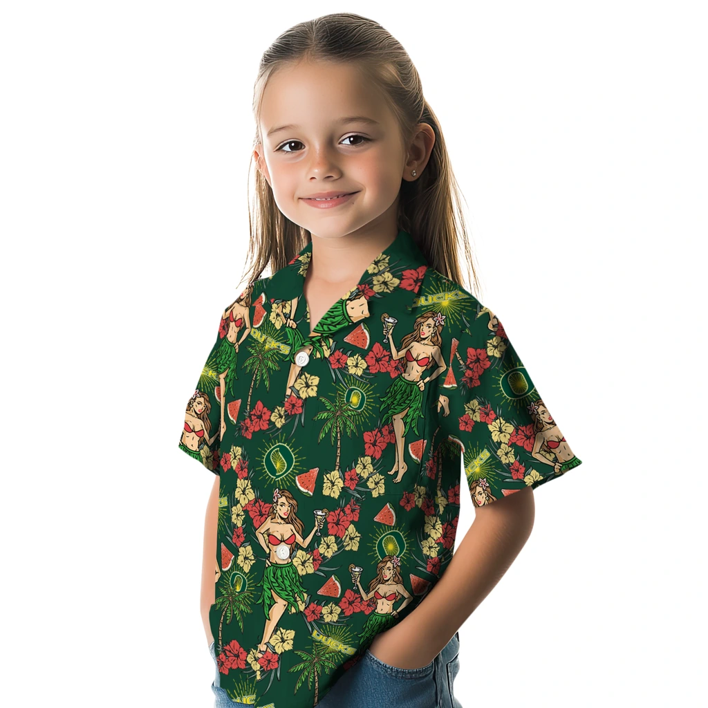 Oregon Ducks Hawaiian Shirt - Hawaiian Girls Design oregon ducks hawaiian girls design green hawaiian shirts premium grade