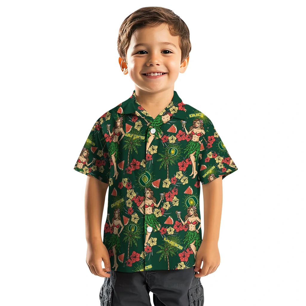 Oregon Ducks Hawaiian Shirt - Hawaiian Girls Design oregon ducks hawaiian girls design green hawaiian shirts top rated