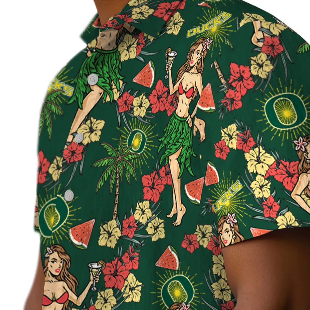 Oregon Ducks Hawaiian Shirt - Hawaiian Girls Design oregon ducks hawaiian girls design green hawaiian shirts trendy