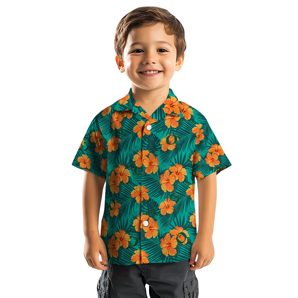 Oregon Ducks Hawaiian Shirt - Hibiscus and Palm Leaves oregon ducks hibiscus escape green hawaiian shirts top rated