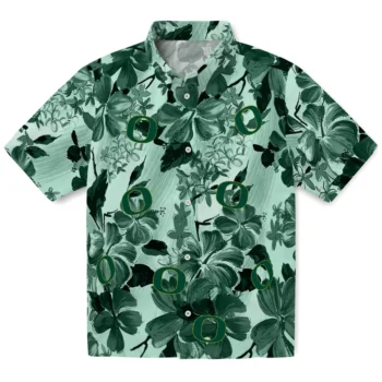 oregon ducks hibiscus arrangement green hawaiian shirts best selling