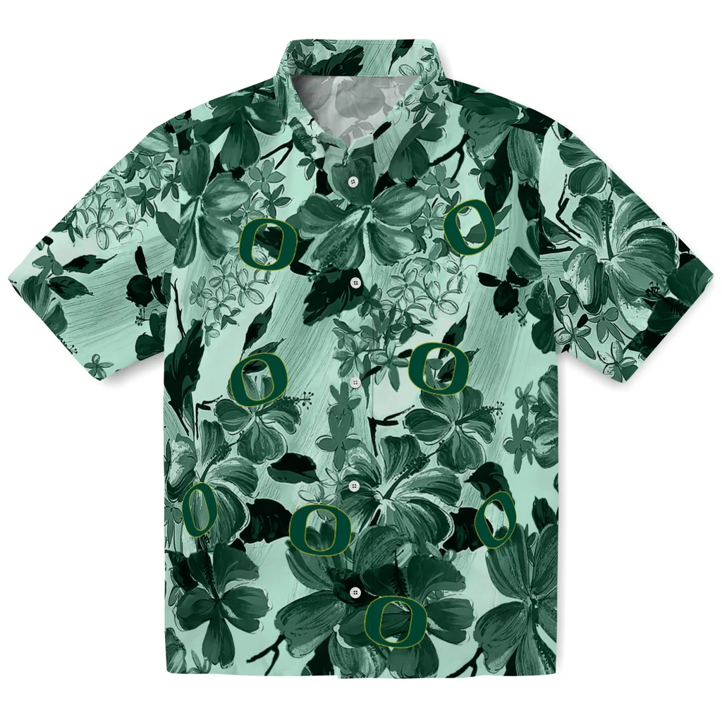Oregon Ducks Hawaiian Shirt - Hibiscus Arrangement oregon ducks hibiscus arrangement green hawaiian shirts best selling