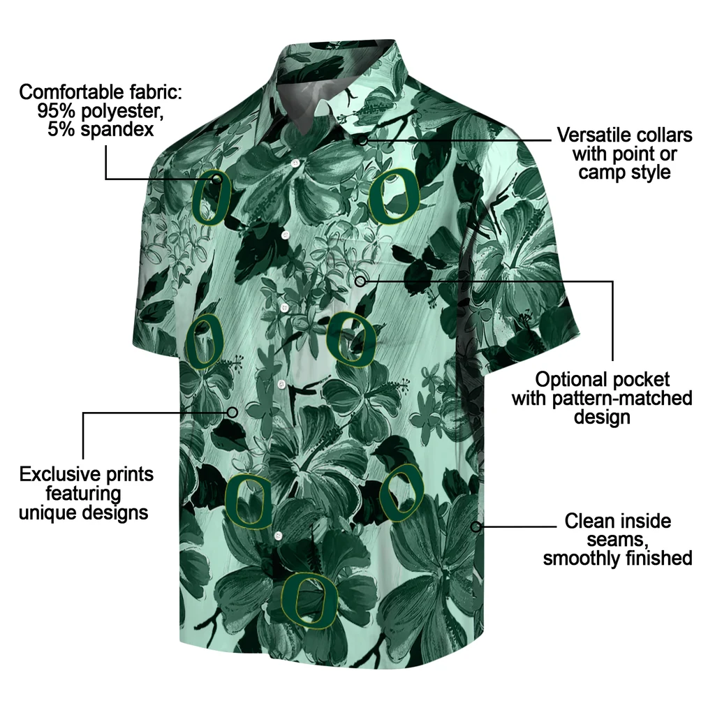 Oregon Ducks Hawaiian Shirt - Hibiscus Arrangement oregon ducks hibiscus arrangement green hawaiian shirts new arrival