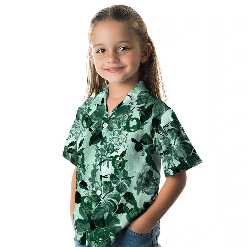 Oregon Ducks Hawaiian Shirt - Hibiscus Arrangement oregon ducks hibiscus arrangement green hawaiian shirts premium grade