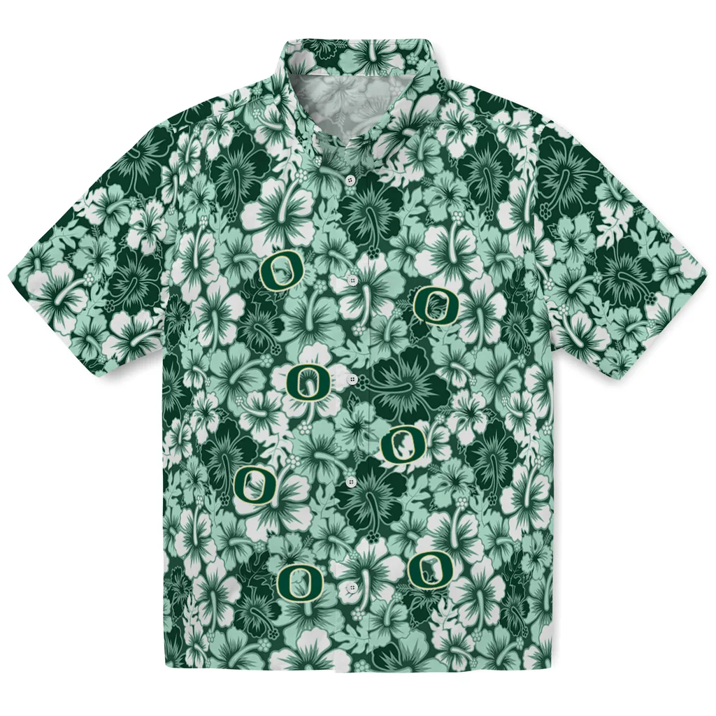 Oregon Ducks Hawaiian Shirt - Hibiscus Blooms oregon ducks hibiscus blooms green hawaiian shirts best selling