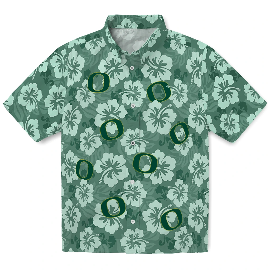 Oregon Ducks Hawaiian Shirt - Hibiscus Cluster oregon ducks hibiscus cluster green hawaiian shirts best selling