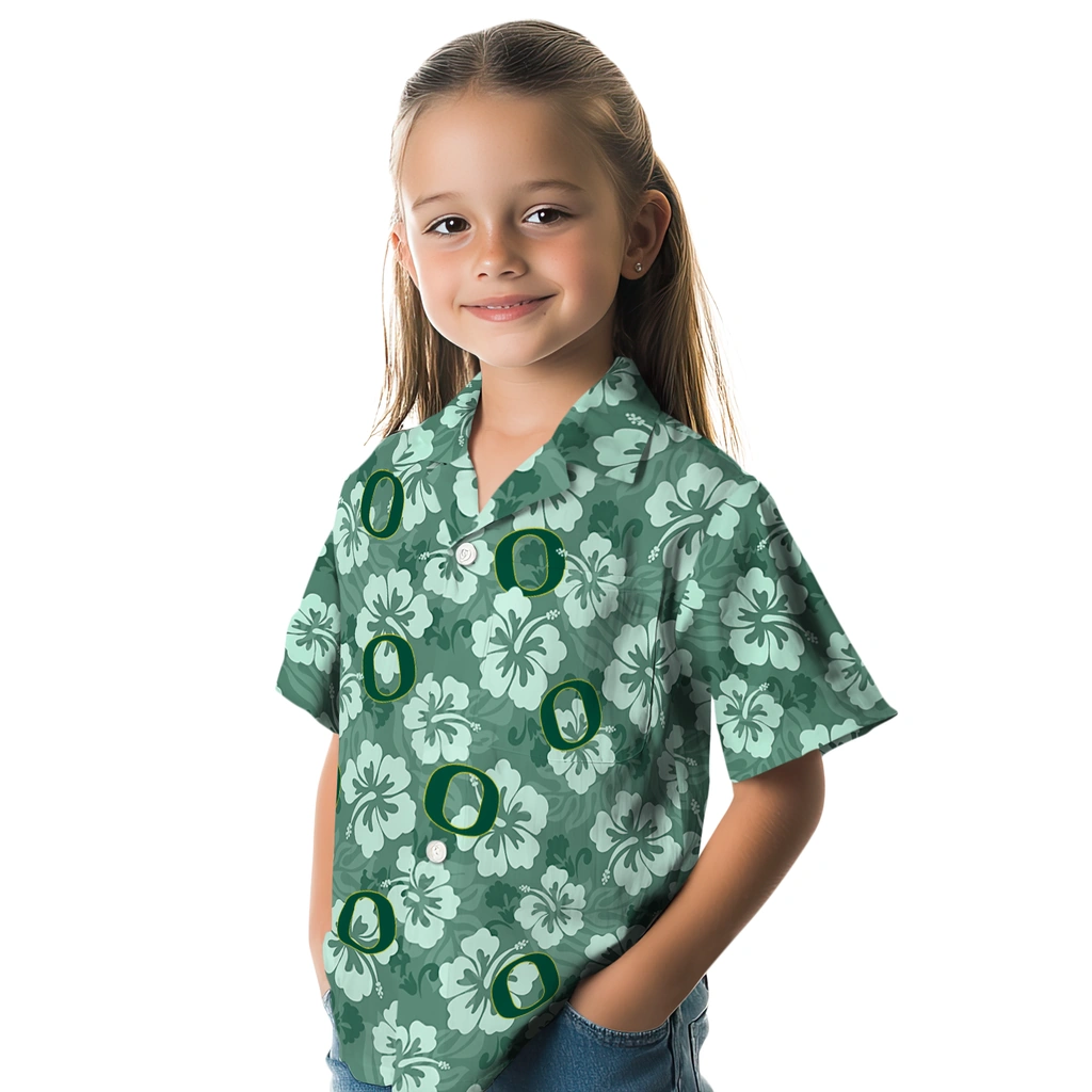 Oregon Ducks Hawaiian Shirt - Hibiscus Cluster oregon ducks hibiscus cluster green hawaiian shirts premium grade