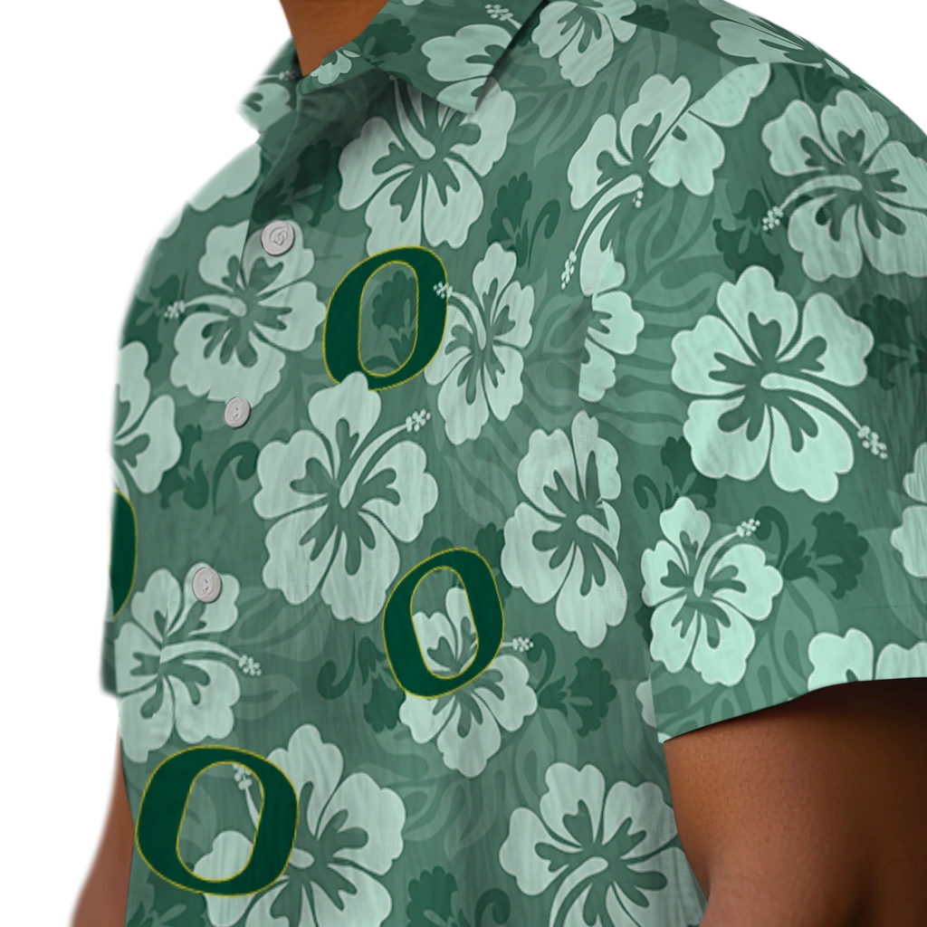 Oregon Ducks Hawaiian Shirt - Hibiscus Cluster oregon ducks hibiscus cluster green hawaiian shirts trendy