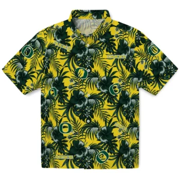 oregon ducks hibiscus exotic green hawaiian shirts best selling