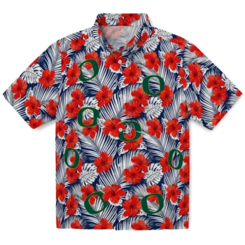 oregon ducks hibiscus fiesta red royal blue hawaiian shirts best selling