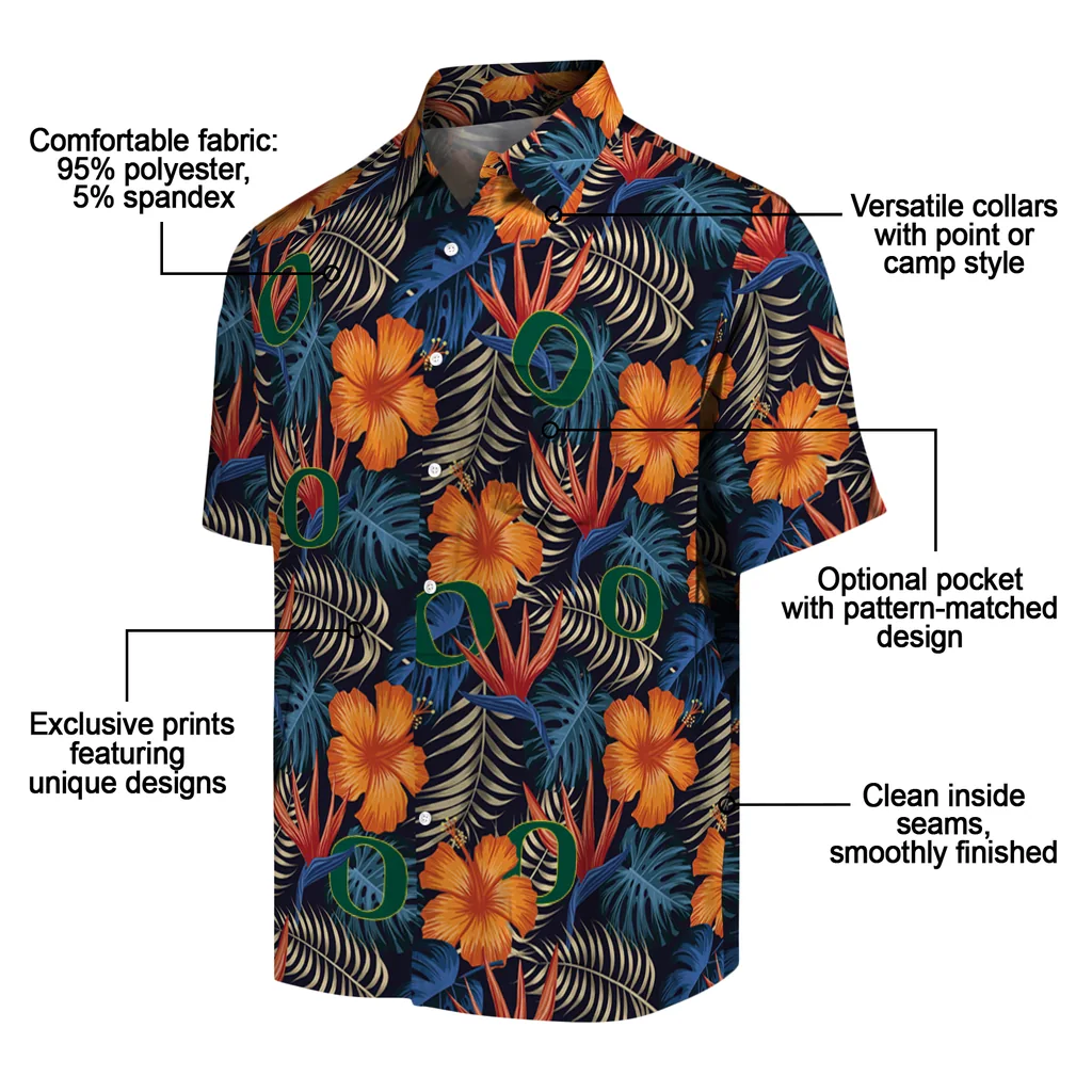 Oregon Ducks Hawaiian Shirt - Hibiscus Foliage oregon ducks hibiscus foliage hawaiian shirts new arrival