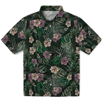 oregon ducks hibiscus leaves pattern green hawaiian shirts best selling