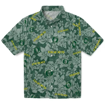 oregon ducks hibiscus oasis green hawaiian shirts best selling