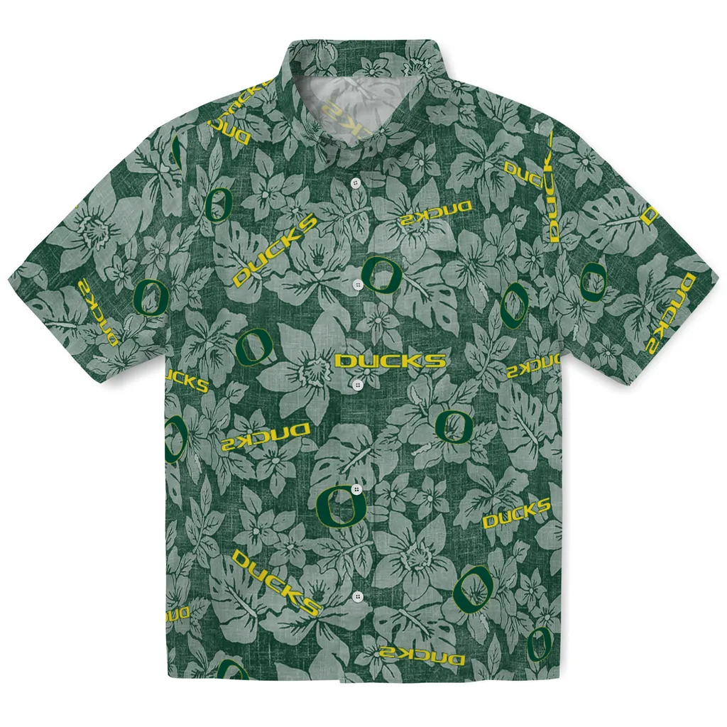 Oregon Ducks Hawaiian Shirt - Hibiscus Oasis oregon ducks hibiscus oasis green hawaiian shirts best selling