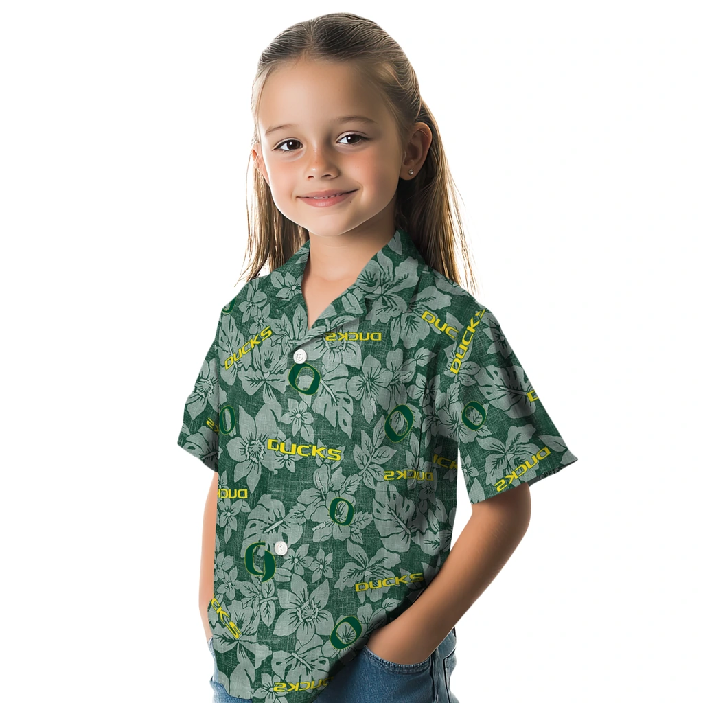 Oregon Ducks Hawaiian Shirt - Hibiscus Oasis oregon ducks hibiscus oasis green hawaiian shirts premium grade
