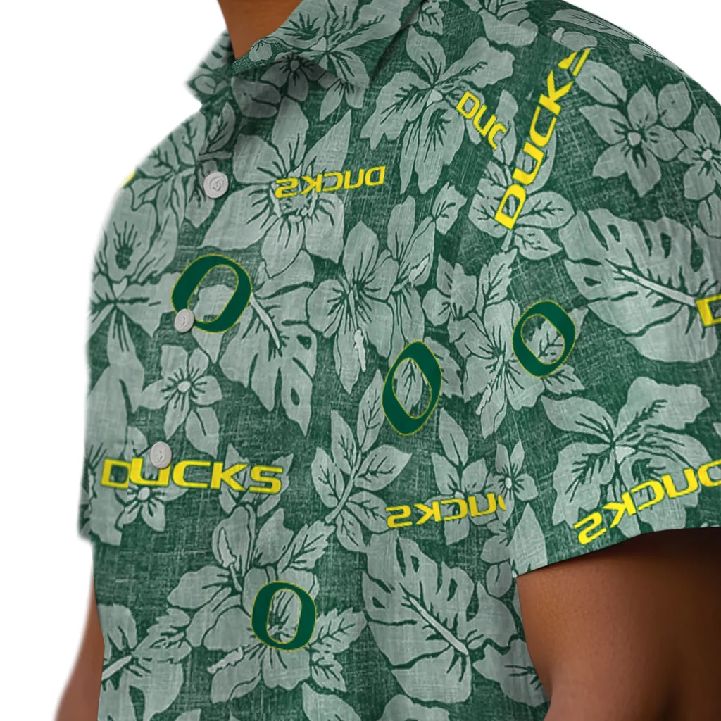 Oregon Ducks Hawaiian Shirt - Hibiscus Oasis oregon ducks hibiscus oasis green hawaiian shirts trendy