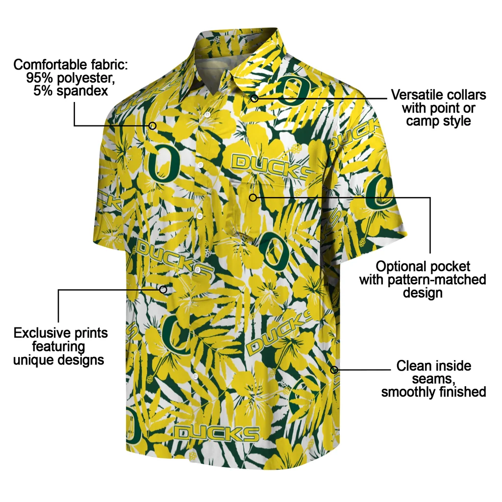 Oregon Ducks Hawaiian Shirt - Hibiscus Overlay oregon ducks hibiscus overlay hawaiian shirts new arrival