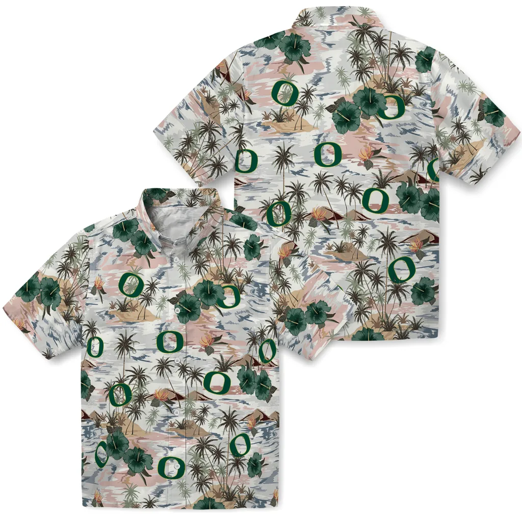 Oregon Ducks Hawaiian Shirt - Hibiscus Seaside oregon ducks hibiscus seaside white hawaiian shirts high quality