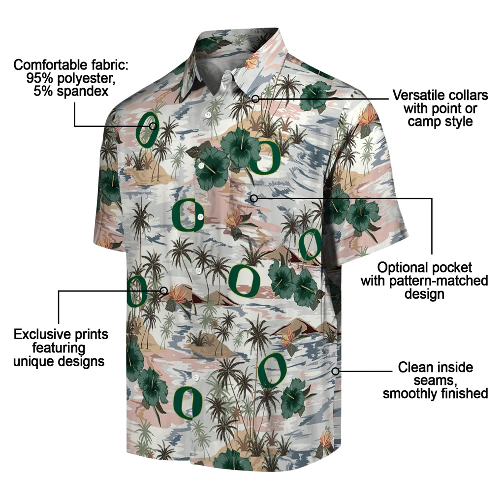 Oregon Ducks Hawaiian Shirt - Hibiscus Seaside oregon ducks hibiscus seaside white hawaiian shirts new arrival