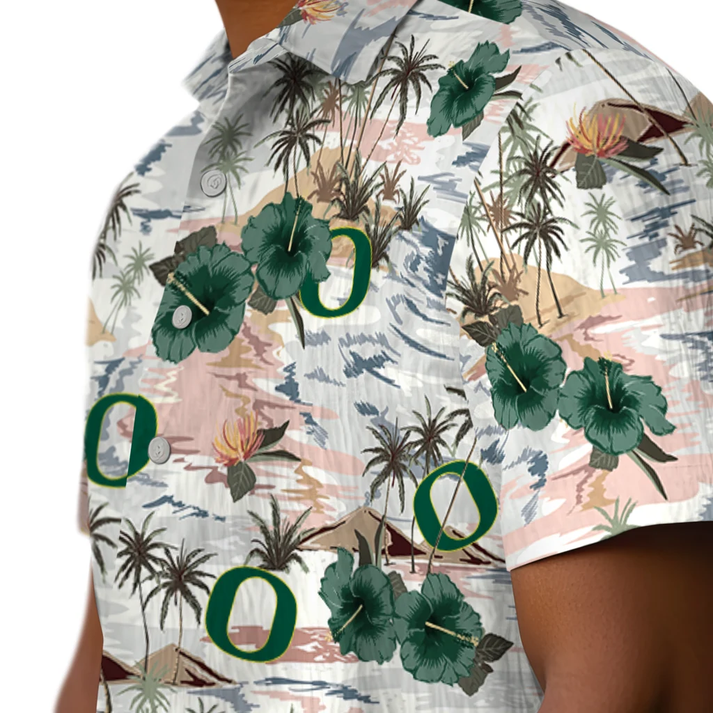 Oregon Ducks Hawaiian Shirt - Hibiscus Seaside oregon ducks hibiscus seaside white hawaiian shirts trendy