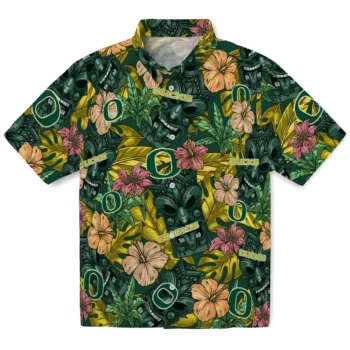 oregon ducks tiki jungle green hawaiian shirts best selling