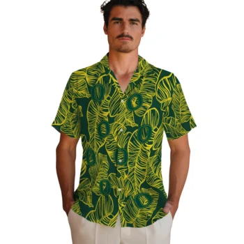 oregon ducks leaf outline green hawaiian shirts fashion forward