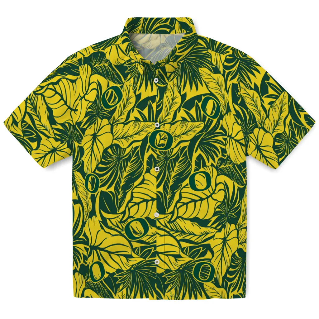Oregon Ducks Hawaiian Shirt - Monstera Layer oregon ducks monstera layer green hawaiian shirts best selling