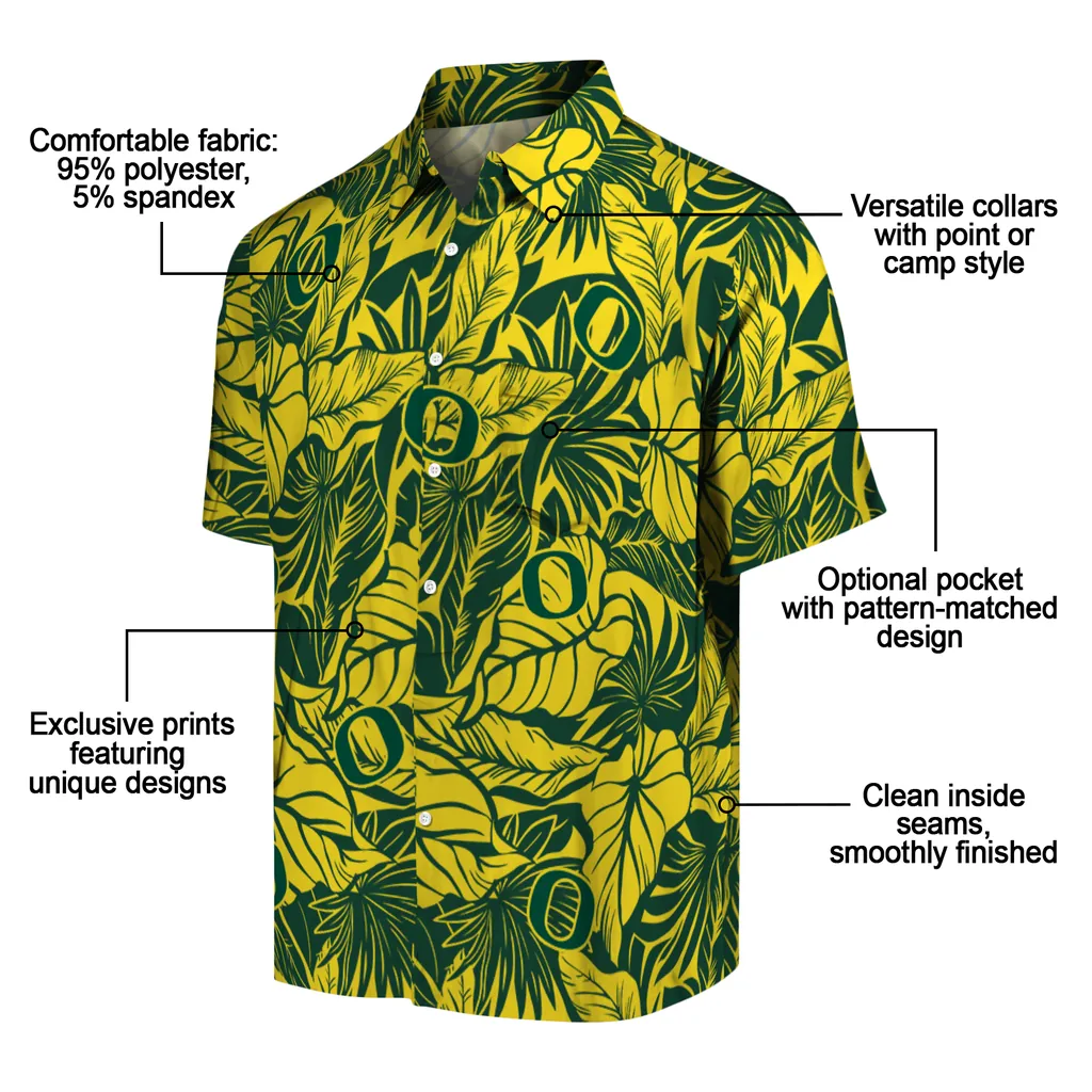 Oregon Ducks Hawaiian Shirt - Monstera Layer oregon ducks monstera layer green hawaiian shirts new arrival