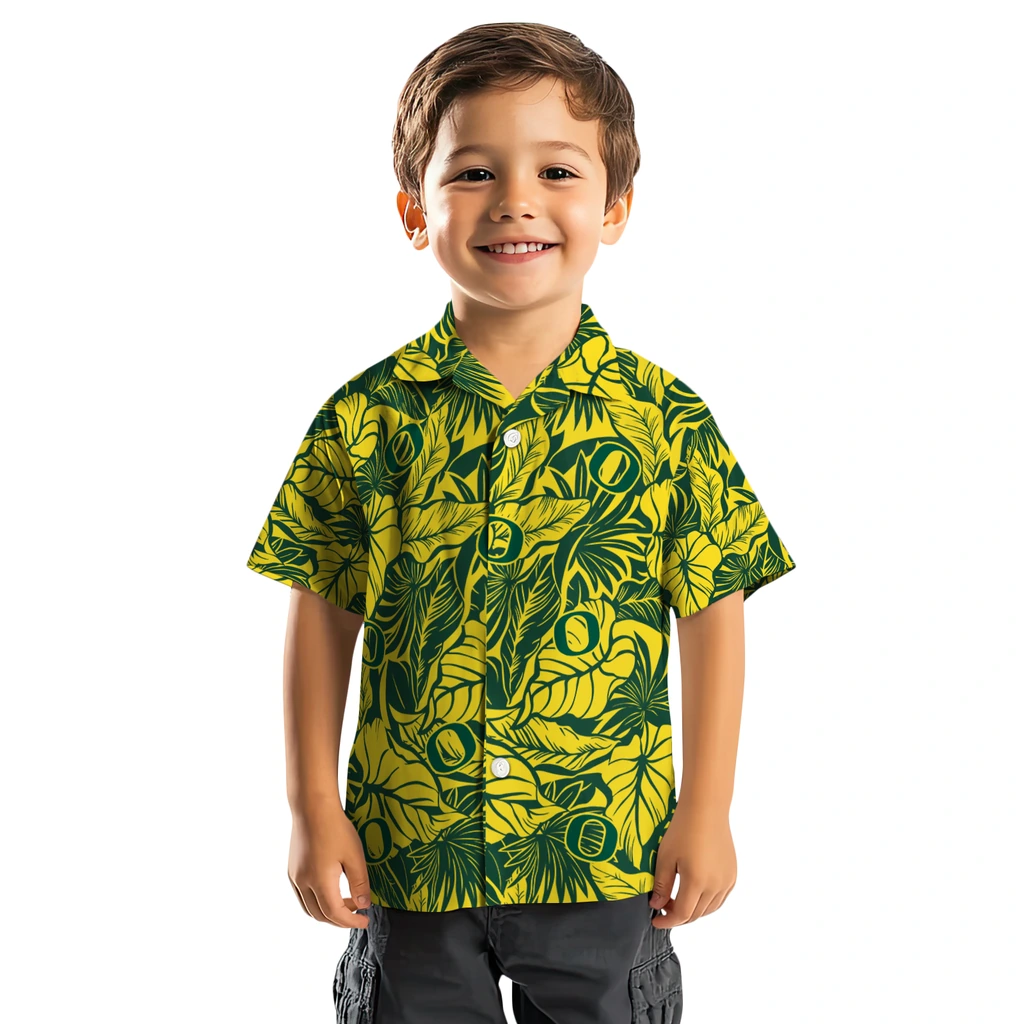 Oregon Ducks Hawaiian Shirt - Monstera Layer oregon ducks monstera layer green hawaiian shirts top rated