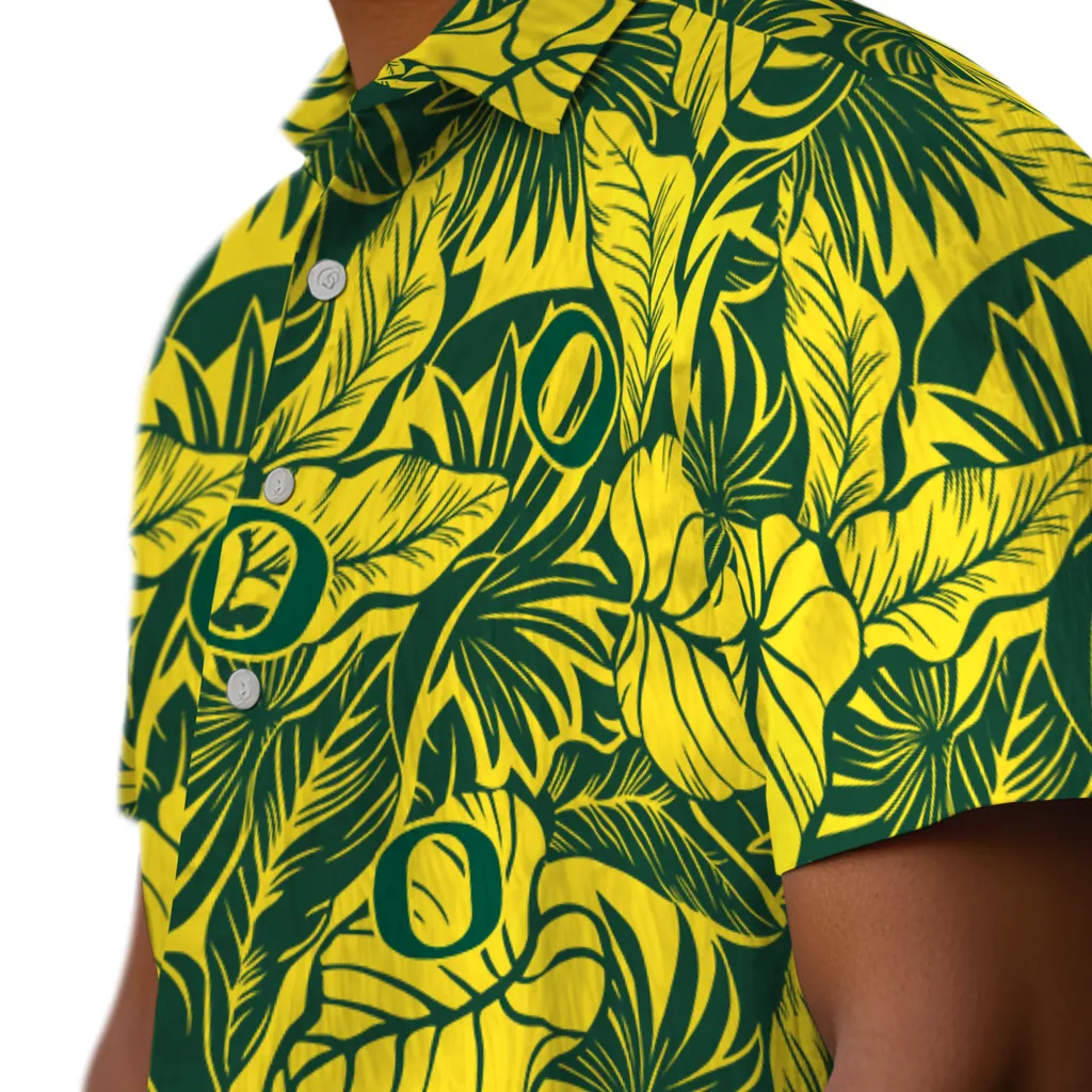 Oregon Ducks Hawaiian Shirt - Monstera Layer oregon ducks monstera layer green hawaiian shirts trendy