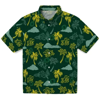 oregon ducks palm and clouds green hawaiian shirts best selling