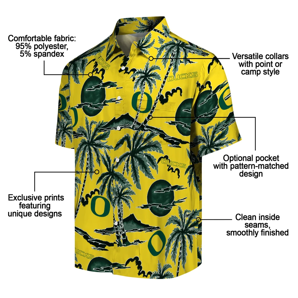 Oregon Ducks Hawaiian Shirt - Palm Sunset oregon ducks palm sunset hawaiian shirts new arrival