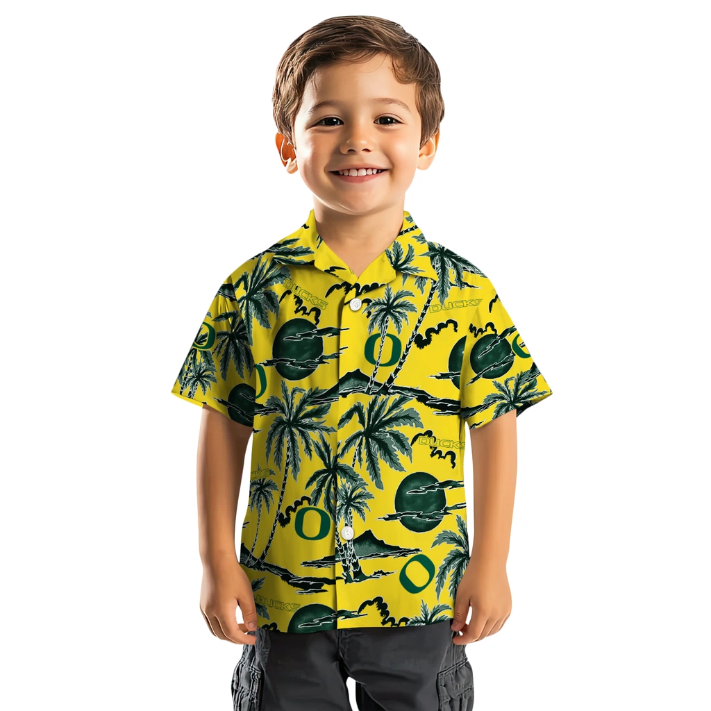 Oregon Ducks Hawaiian Shirt - Palm Sunset oregon ducks palm sunset hawaiian shirts top rated