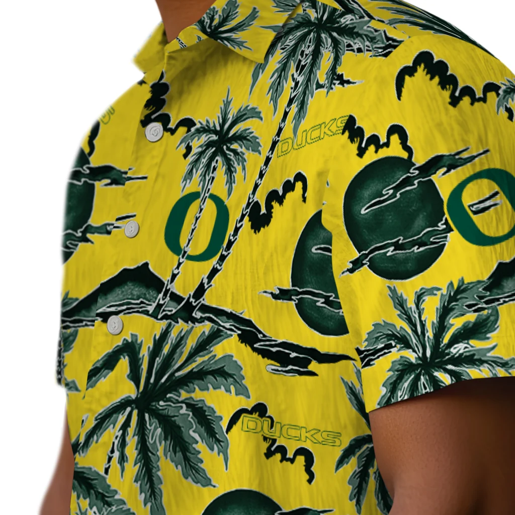 Oregon Ducks Hawaiian Shirt - Palm Sunset oregon ducks palm sunset hawaiian shirts trendy
