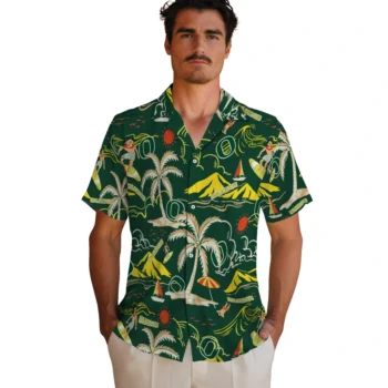 oregon ducks palm tree island green hawaiian shirts fashion forward