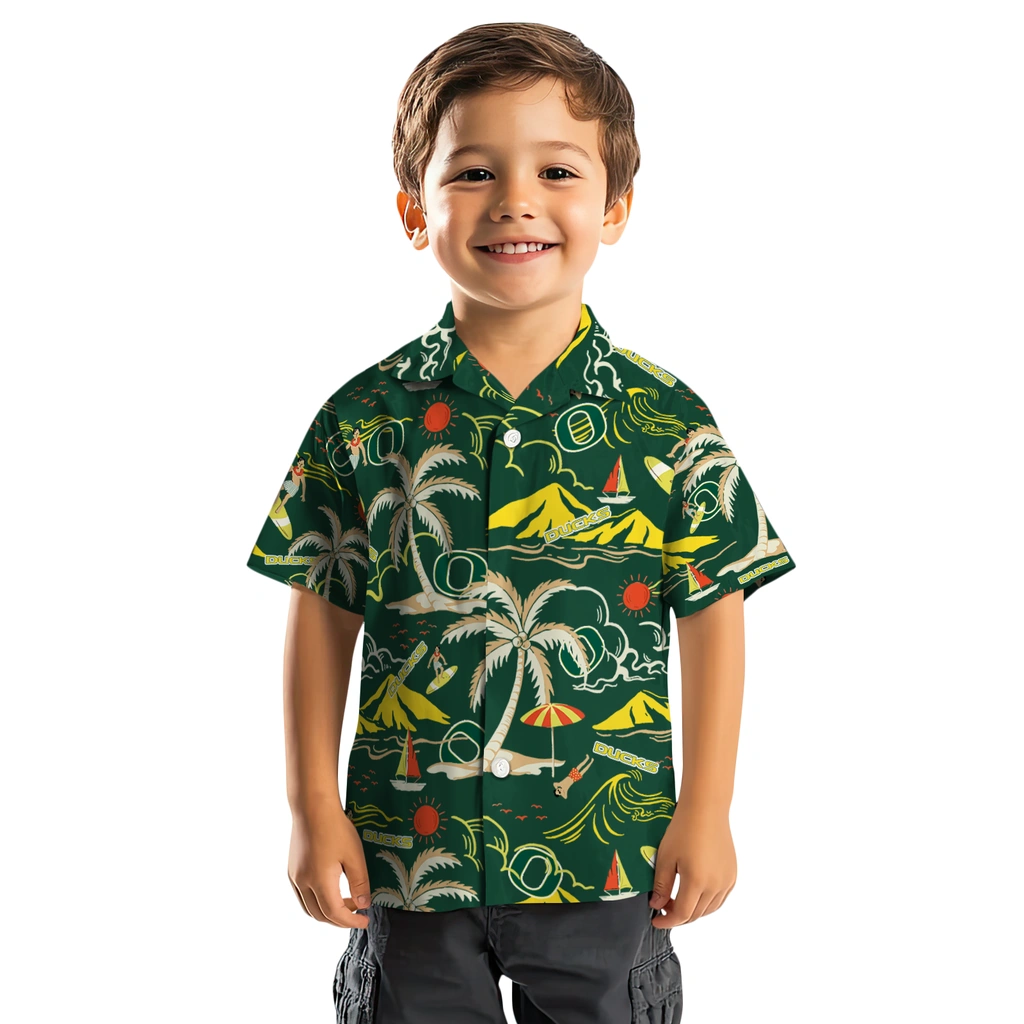 Oregon Ducks Hawaiian Shirt - Palm Tree Island oregon ducks palm tree island green hawaiian shirts top rated