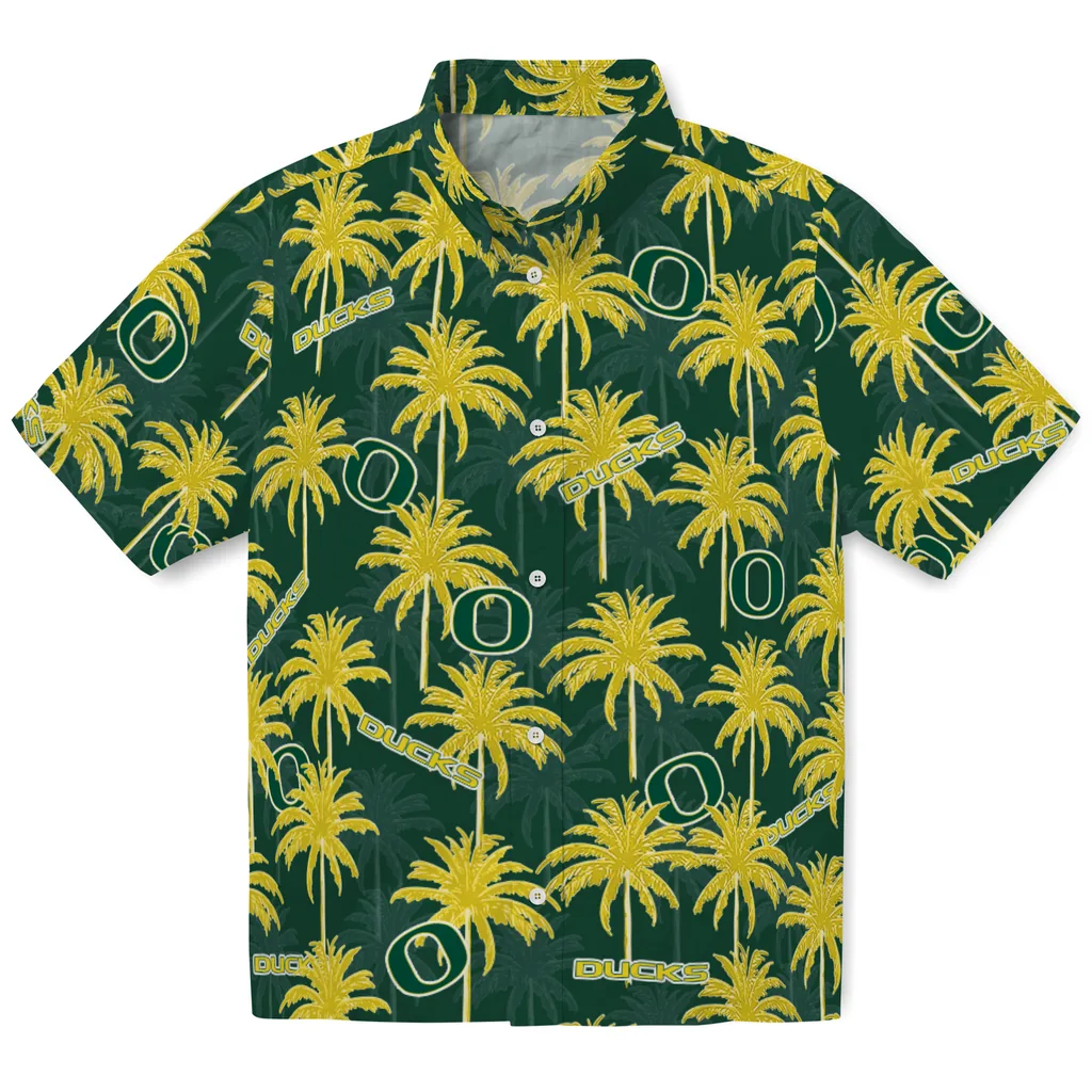 Oregon Ducks Hawaiian Shirt - Palm Tree Motif oregon ducks palm grove green hawaiian shirts best selling