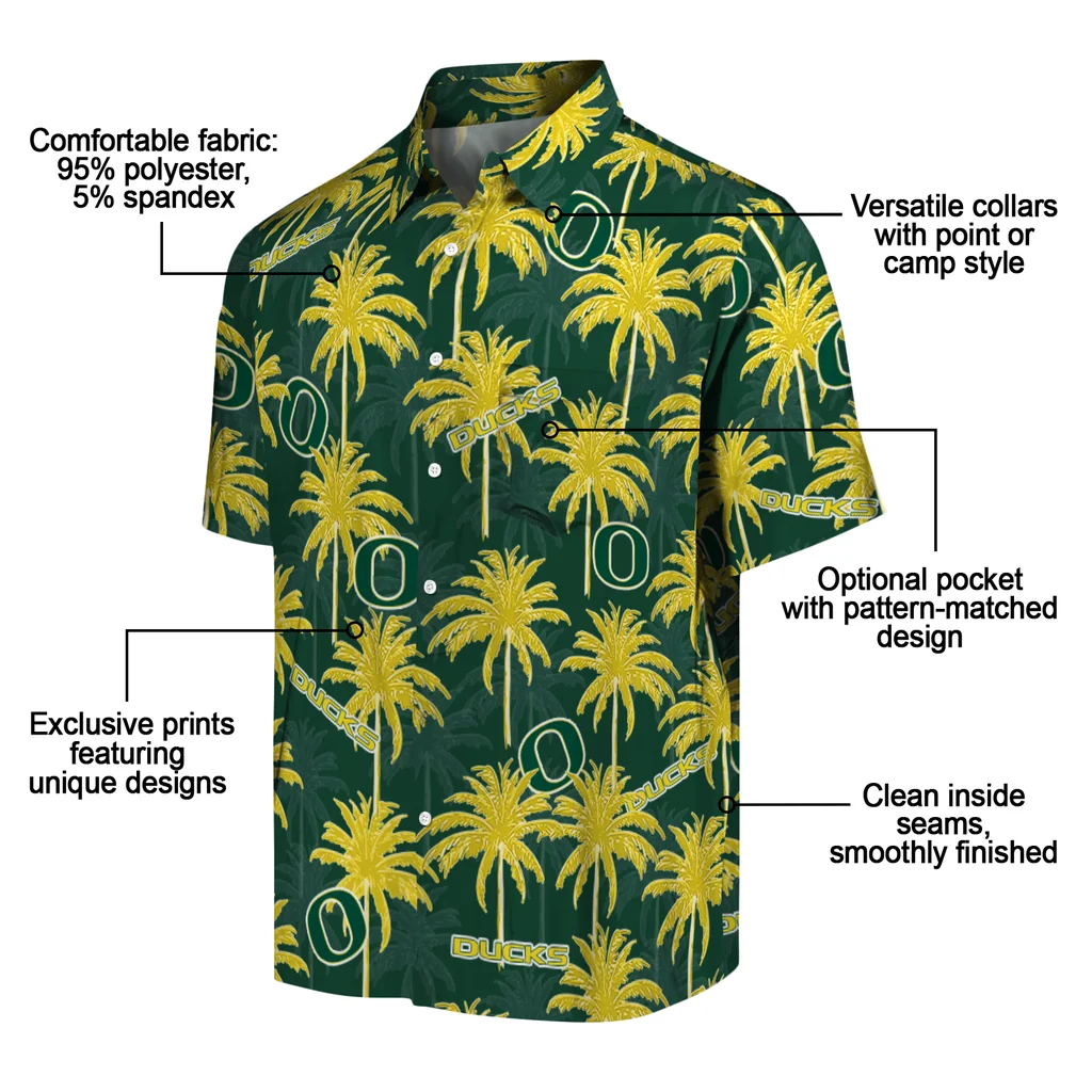 Oregon Ducks Hawaiian Shirt - Palm Tree Motif oregon ducks palm grove green hawaiian shirts new arrival