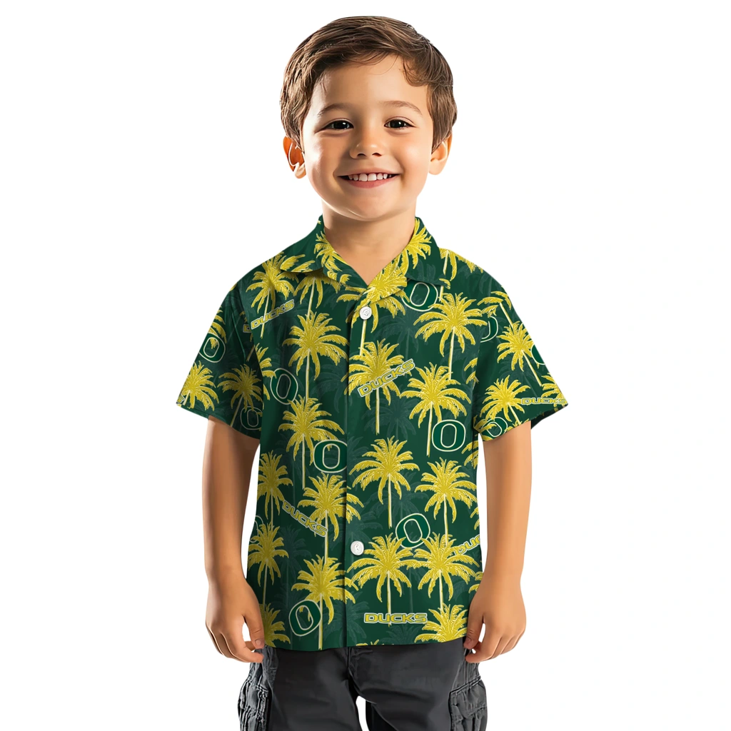 Oregon Ducks Hawaiian Shirt - Palm Tree Motif oregon ducks palm grove green hawaiian shirts top rated