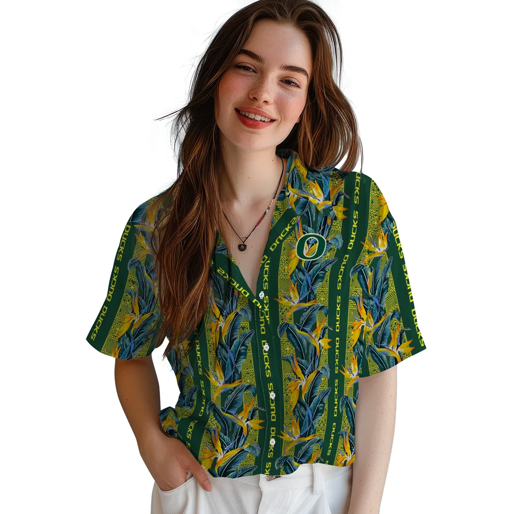 Oregon Ducks Hawaiian Shirt - Paradise Vines oregon ducks paradise vines green hawaiian shirts latest model