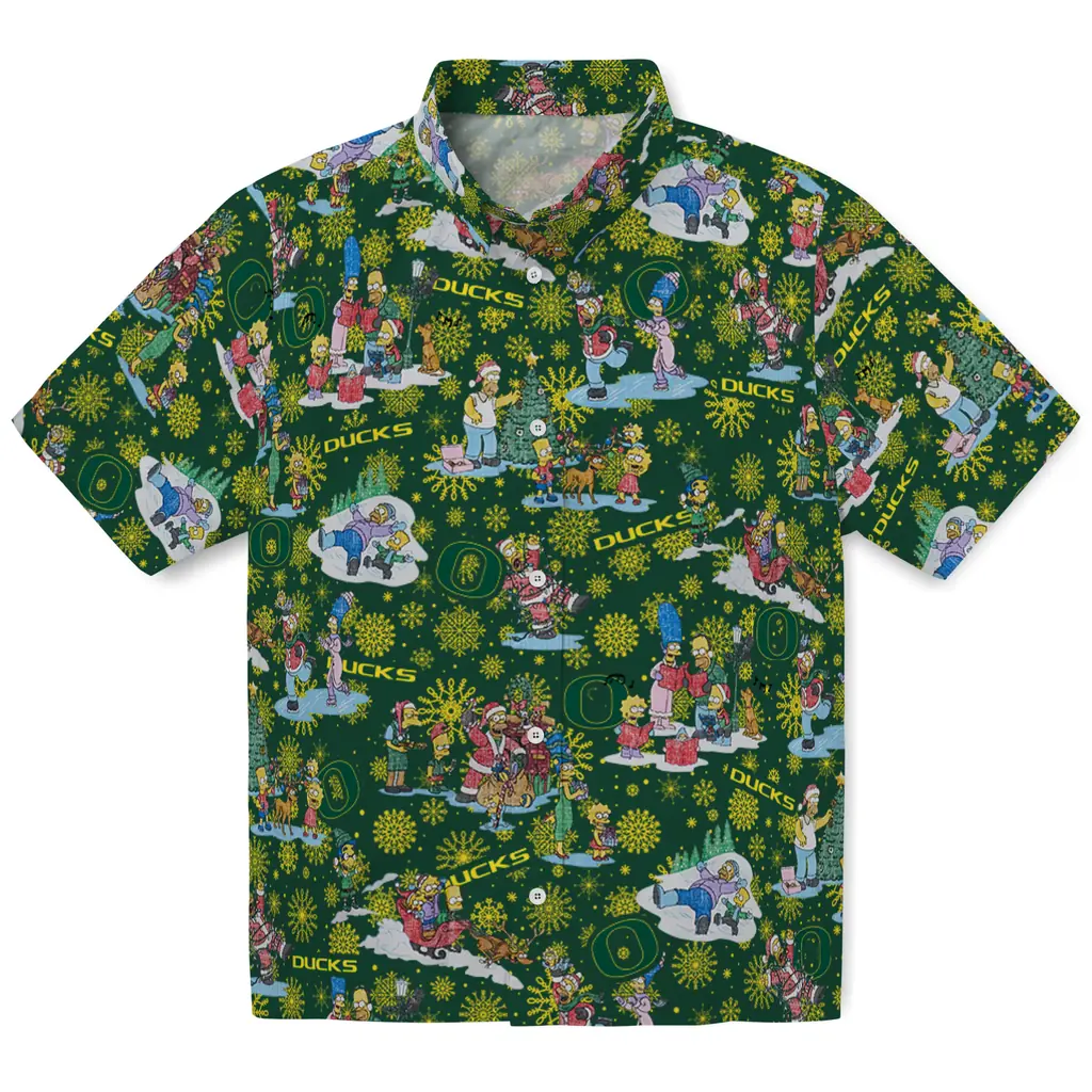Oregon Ducks Hawaiian Shirt - Simpsons Christmas oregon ducks simpsons christmas green hawaiian shirts best selling