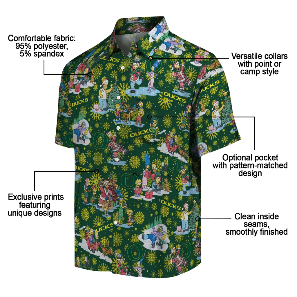 Oregon Ducks Hawaiian Shirt - Simpsons Christmas oregon ducks simpsons christmas green hawaiian shirts new arrival