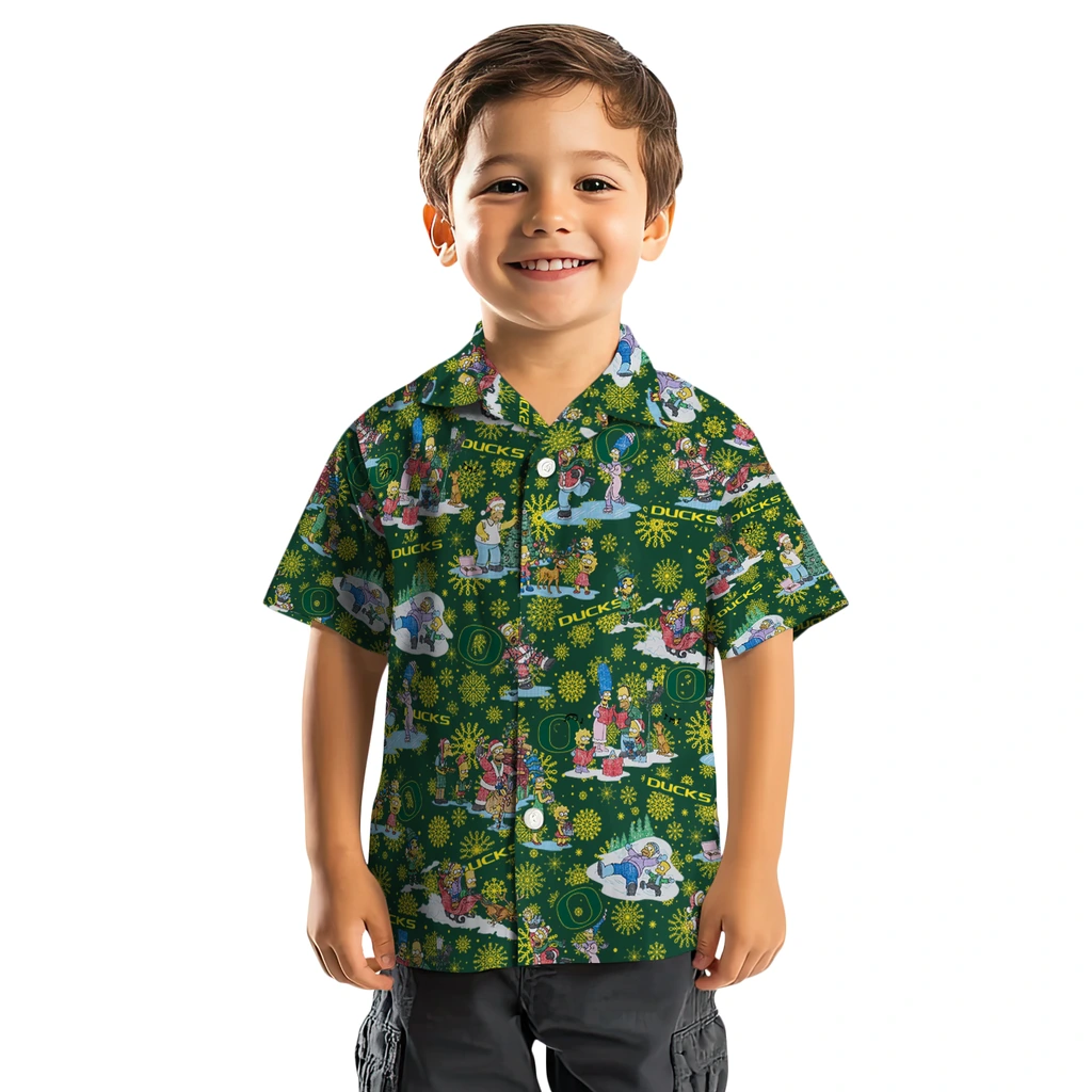 Oregon Ducks Hawaiian Shirt - Simpsons Christmas oregon ducks simpsons christmas green hawaiian shirts top rated