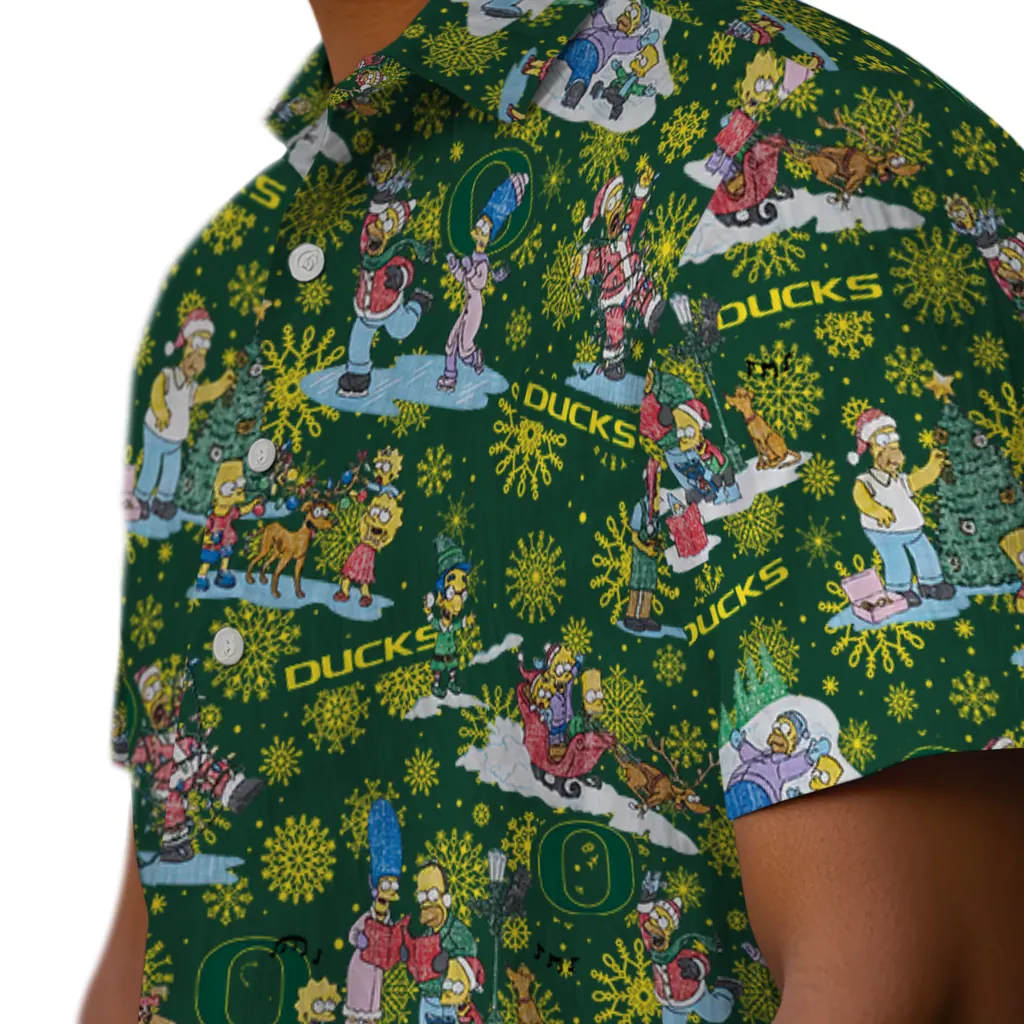 Oregon Ducks Hawaiian Shirt - Simpsons Christmas oregon ducks simpsons christmas green hawaiian shirts trendy